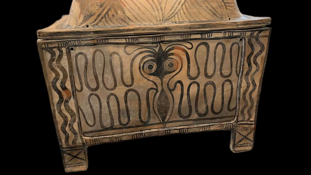 PHOTO: A small chest for human remains from Greek Island of Crete is part of a group of stolen antiquities surrendered to authorities by Michael Steinhardt, according to the Manhattan DA's office, which released a statement on Dec. 6, 2021.