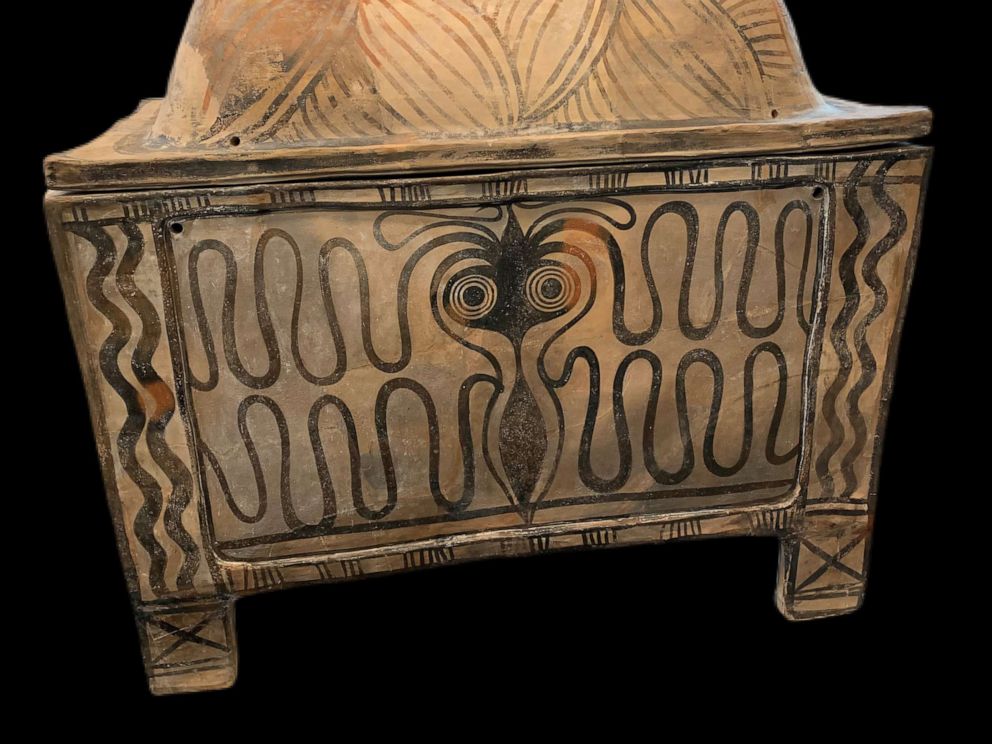 PHOTO: A small chest for human remains from Greek Island of Crete is part of a group of stolen antiquities surrendered to authorities by Michael Steinhardt, according to the Manhattan DA's office, which released a statement on Dec. 6, 2021.