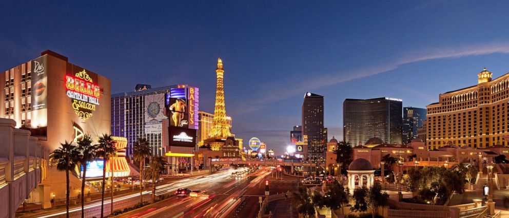 PHOTO: Las Vegas Boulevard with Hotels and Casinos and the newly erected City Center at dusk