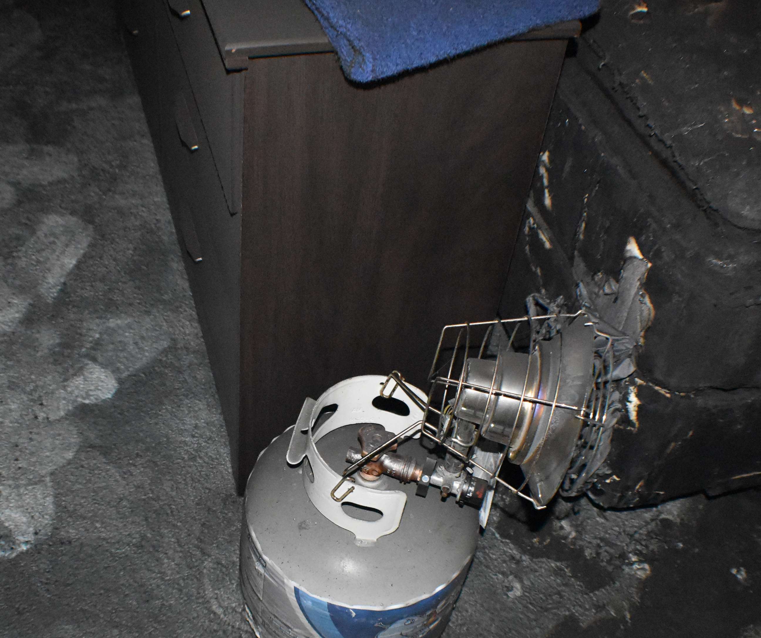 PHOTO: The position of the propane heater found in the Entzel home.