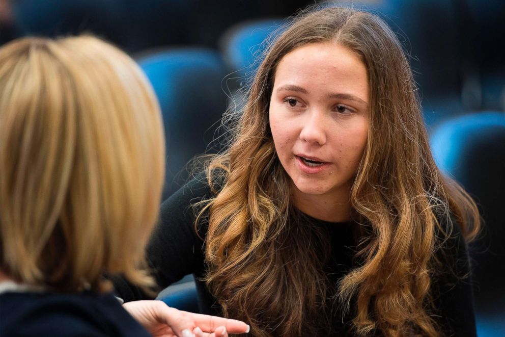 PHOTO: Lauren Hogg, a student from Marjory Stoneman Douglas High School, speaks during a panel on ways to improve school safety and promote student well-being on Capitol Hill in Washington, March 23, 2018.