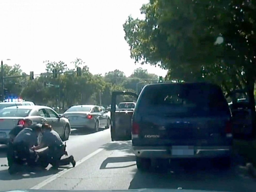 PHOTO: Lawrence, Kansas, police officers Ian McCann and Brindley Blood were trying to arrest a suspect in May 2018 during a traffic stop when Blood grabbed her stun gun, not her gun, and fired.