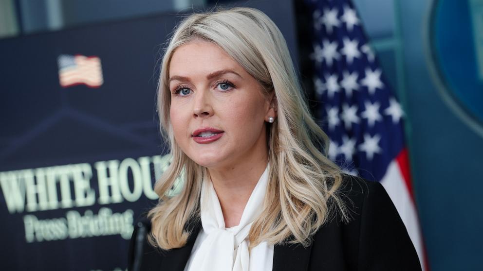 PHOTO: White House Press Secretary Karoline Leavitt speaks during a briefing in the Brady Briefing Room of the White House in Washington, March 4, 2026.