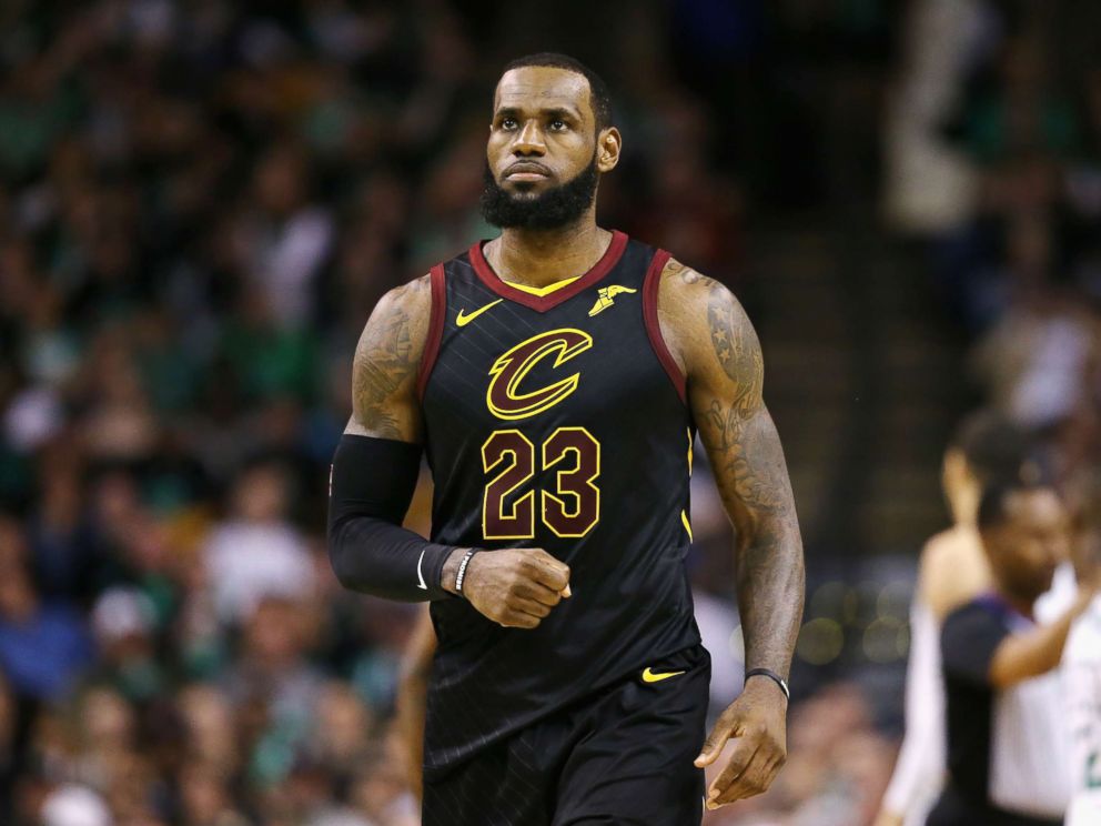 PHOTO: LeBron James reacts in the second half against the Boston Celtics during Game Seven of the 2018 NBA Eastern Conference Finals at TD Garden on May 27, 2018 in Boston, Massachusetts.