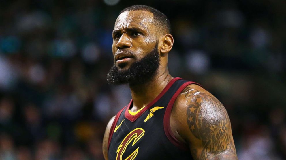 Lebron James #23 of the Cleveland Cavaliers reacts in the second half during a game against the Boston Celtics at TD Garden, Feb. 11, 2018 in Boston.