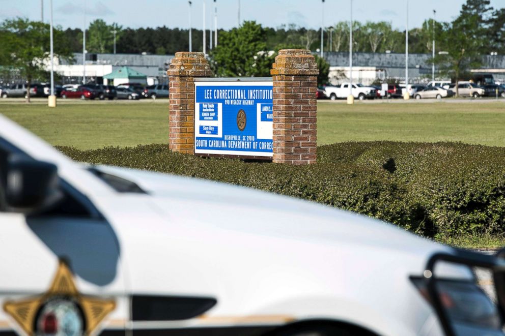 PHOTO: A police vehicle sits outside the Lee Correctional Institution on April 16, 2018, in Bishopville, S.C.