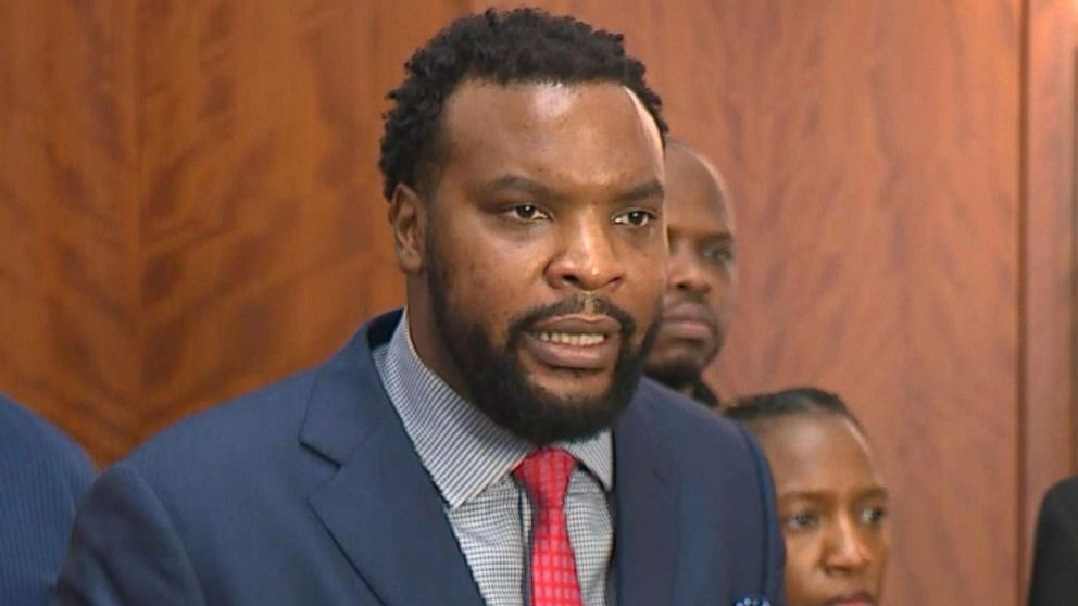 PHOTO: Lee Merritt, who represents the family of Botham Jean, speaks during a press conference on Sept. 14, 2018 in Dallas.