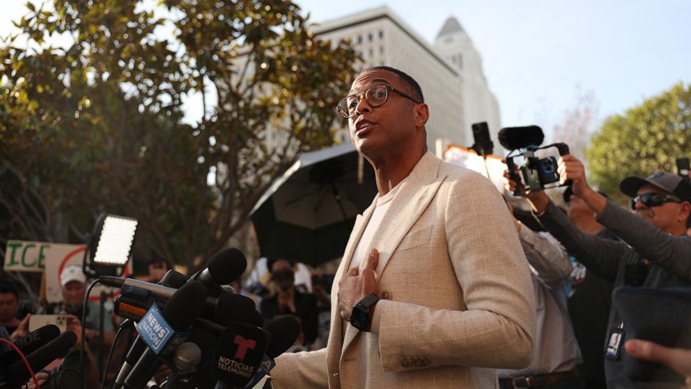 PHOTO: Don Lemon speaks to the media after a hearing at the Edward R. Roybal Federal Courthouse in Los Angeles, Jan. 30, 2026. 