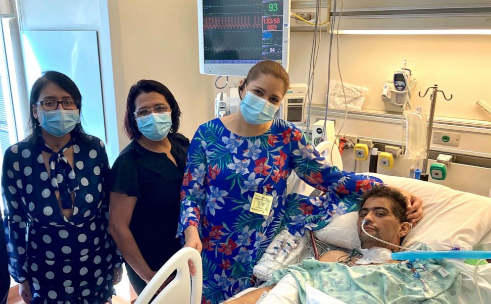 PHOTO: Leo Castillo with his wife Lesly Villatoro and fellow lung transplant recipient Mayra Ramirez.
