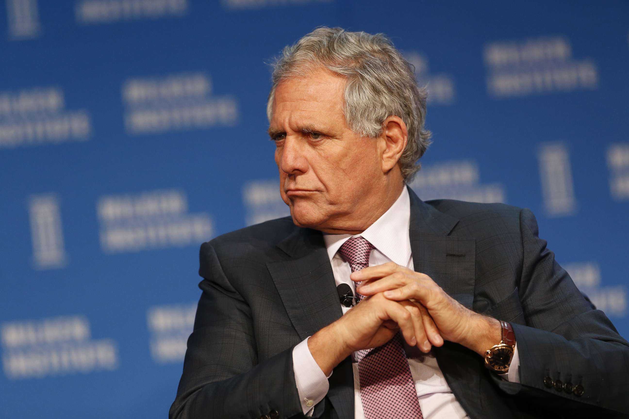PHOTO: Leslie "Les" Moonves listens during the annual Milken Institute Global Conference in Beverly Hills, Calif., May 4, 2016.
