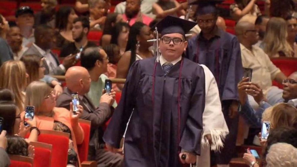 PHOTO: Tom Sweeney graduated from Philadelphia Performing Arts charter school on time Friday, June 14, 2019, despite being diagnosed with leukemia as a 13-year-old.