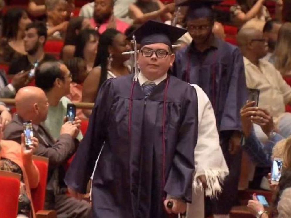 PHOTO: Tom Sweeney graduated from Philadelphia Performing Arts charter school on time Friday, June 14, 2019, despite being diagnosed with leukemia as a 13-year-old.