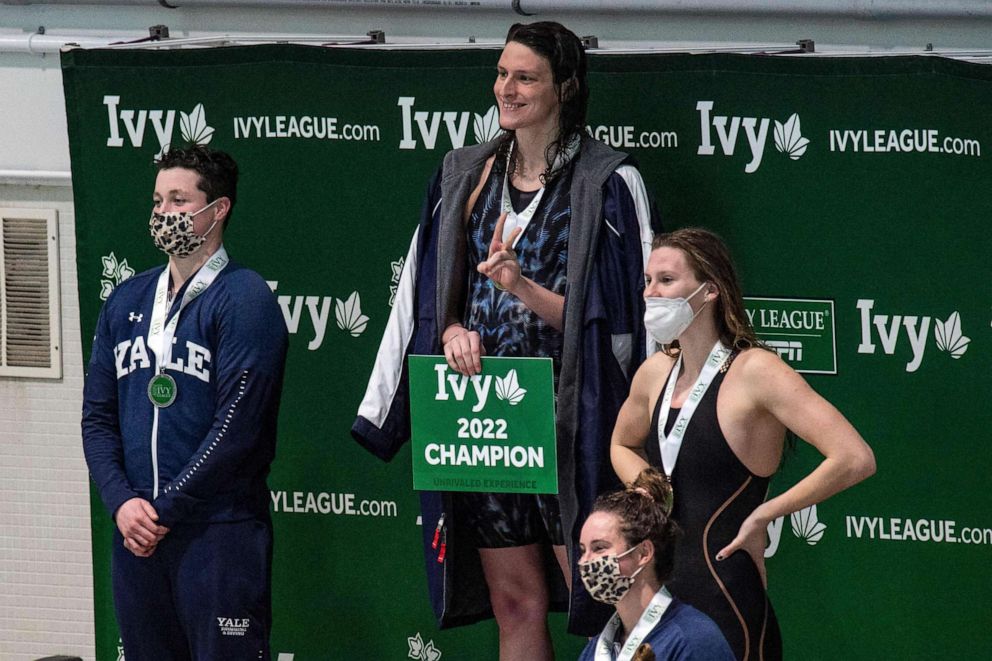 PHOTO: Lia Thomas at the 2022 Ivy League Women's Swimming & Diving Championships at Harvard University in Cambridge, Massachusetts.