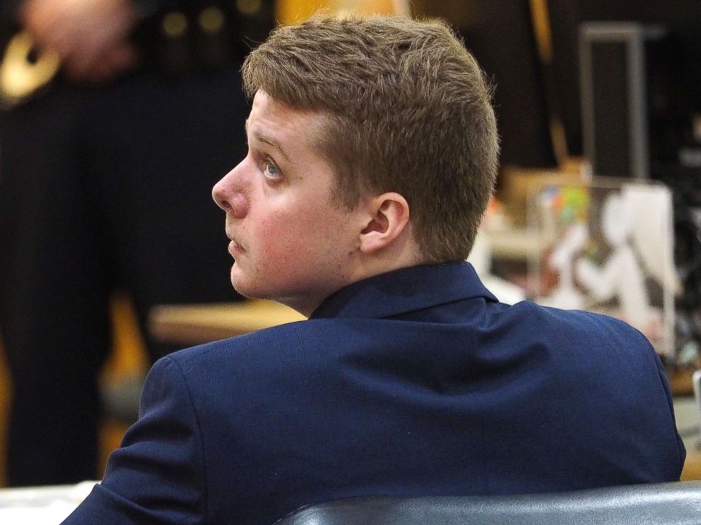 PHOTO: Defendant Liam McAtasney listens as his attorney Carlos Diaz-Cobo addresses the jury during closing arguments in Monmouth County Superior Court, Feb. 22, 2019 in Freehold, N.J.
