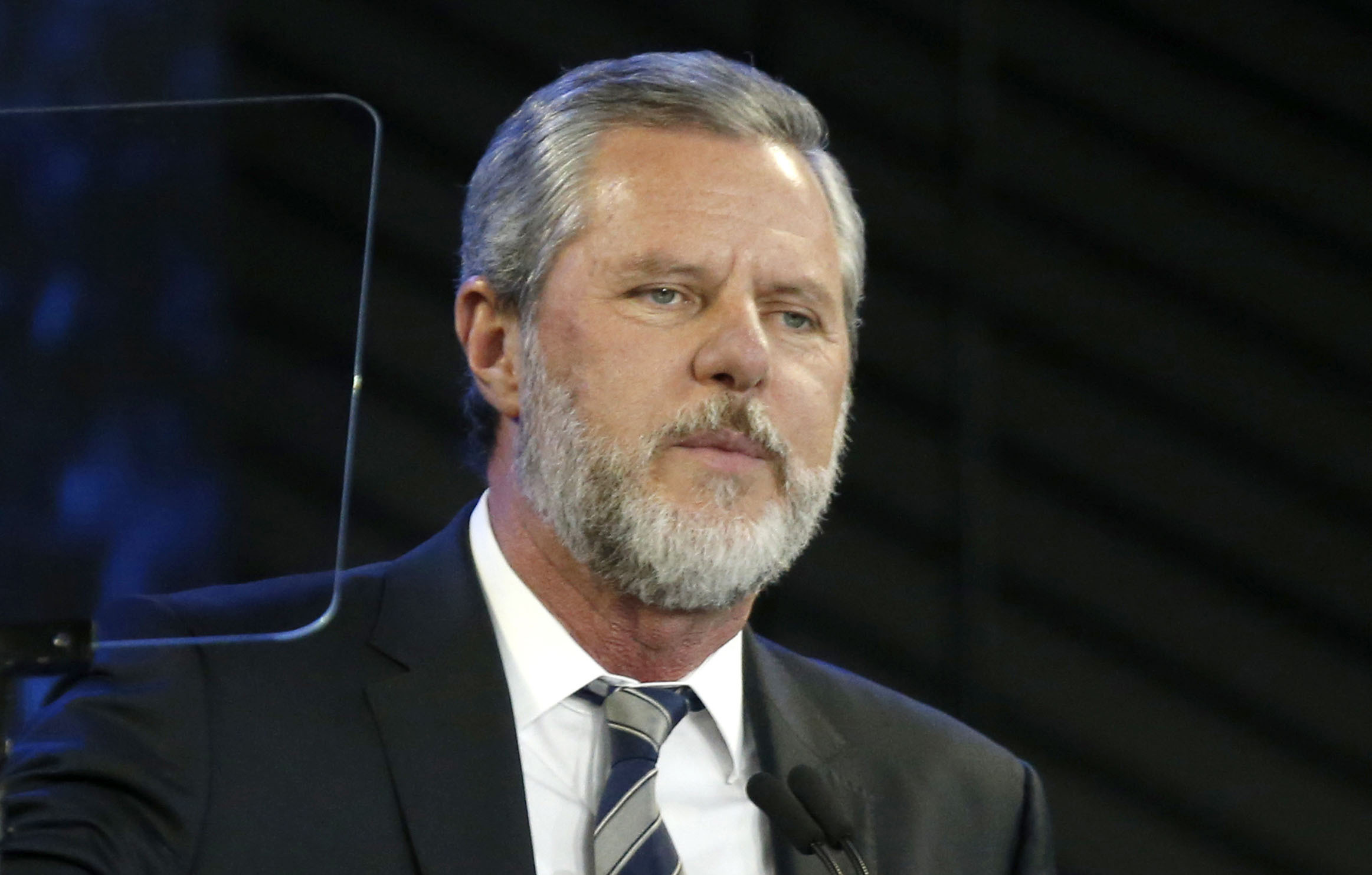PHOTO: In this Nov. 28, 2018, file photo, Liberty University President Jerry Falwell Jr. speaks before a convocation at the university in Lynchburg, Va.