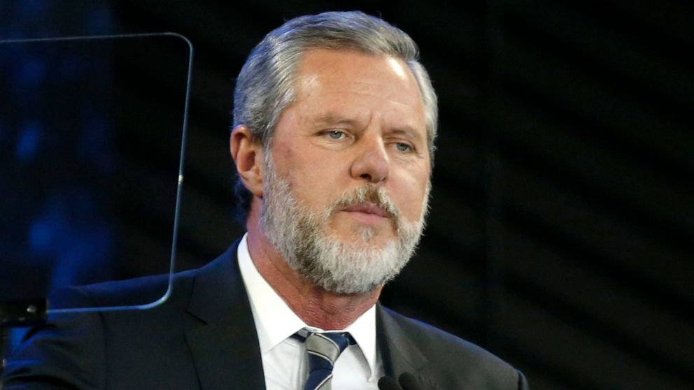 PHOTO: In this Nov. 28, 2018, file photo, Liberty University President Jerry Falwell Jr. speaks before a convocation at the university in Lynchburg, Va.