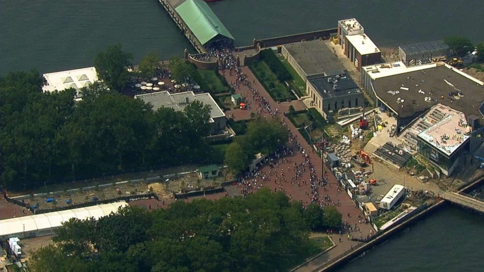 PHOTO: The Statue of Liberty was evacuated after a small fire in propane tanks on Liberty Island in New York, Aug. 27, 2018.