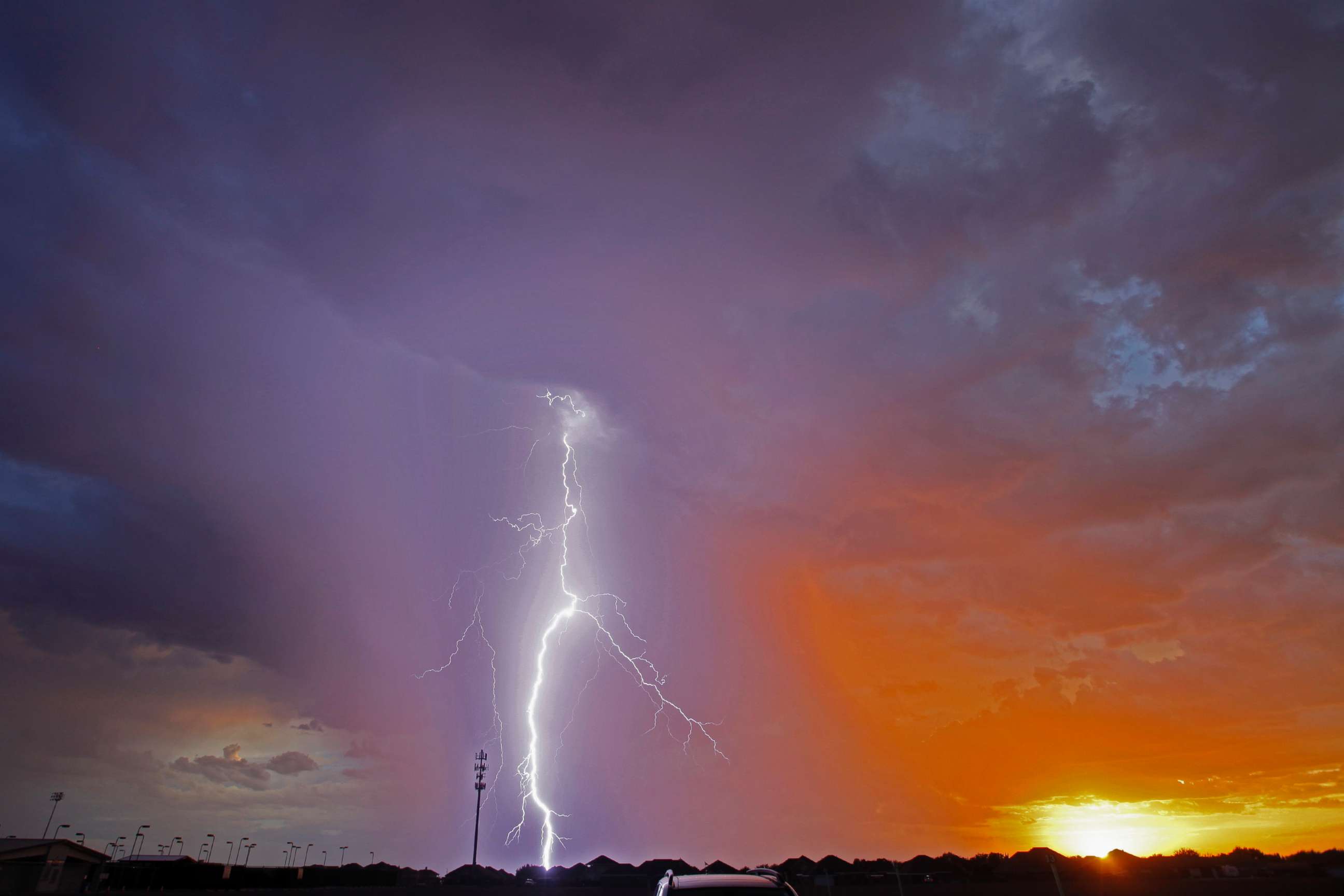 PHOTO: Lightning strikes, Aug. 24, 2018, in Odessa, Texas.