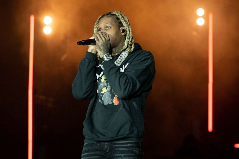 PHOTO: Rapper Lil Durk performs onstage during Day 1 of Rolling Loud Los Angeles at NOS Events Center on December 10, 2021 in San Bernardino, Calif.