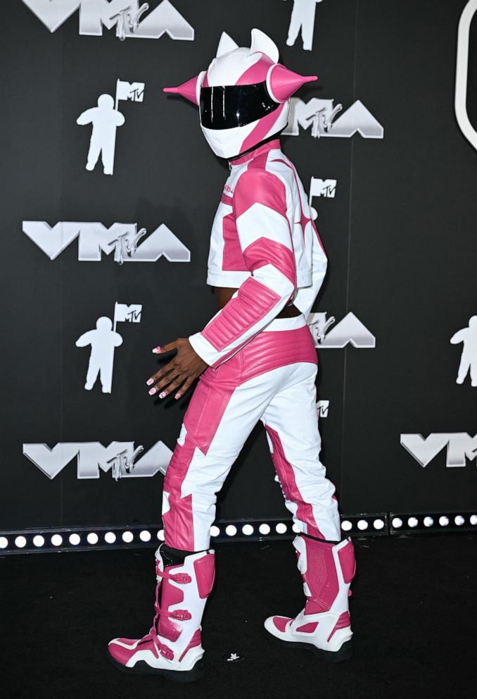 PHOTO: US rapper Lil Nas X arrives to attend the MTV Video Music Awards at UBS Arena in Elmont, New York, on Sept. 11, 2024. 