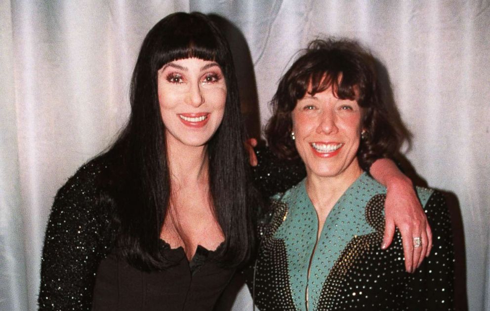 PHOTO: Cher and Lily Tomlin pose together at the London premiere of the film, "Tea with Mussolini," March 18, 1999.
