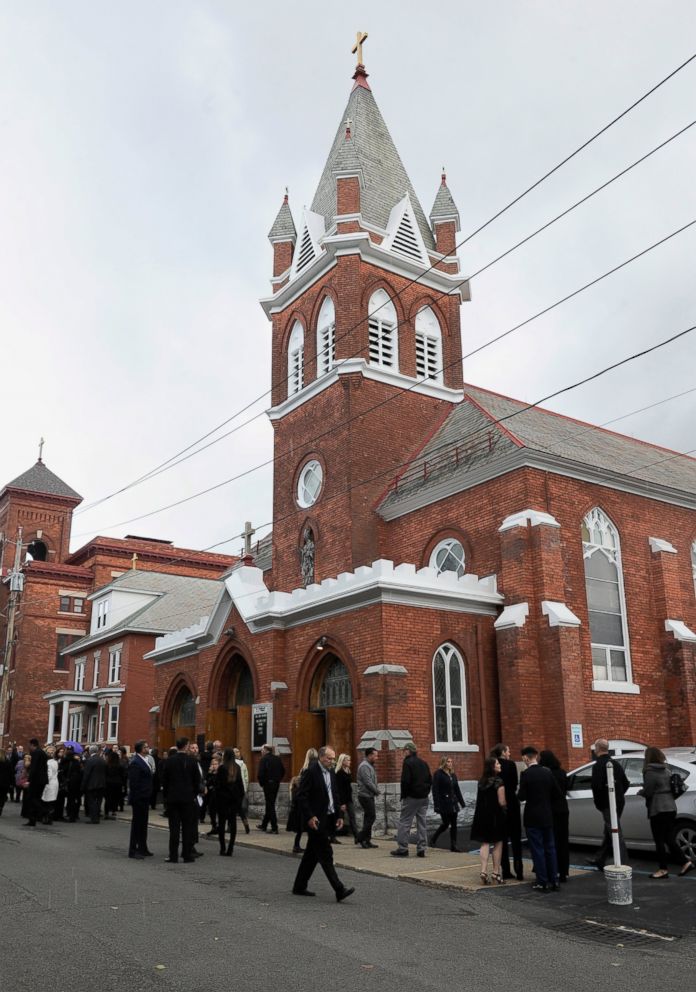 PHOTO: Friends and family attend the funeral of eight of the twenty people killed at the deadly crash last Saturday in Schoharie, NY, during a funeral ceremony at a memorial ceremony in Toronto. Roman Catholic Church St. Stanislaus in Amsterdam, Saturday, October 13, 2018..