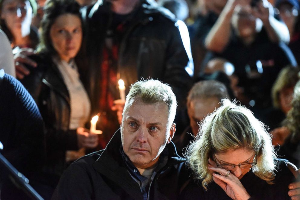 PHOTO: Family members mourn during a candlelight vigil for the victims of the fatal limousine crash, Oct. 8, 2018, in Amsterdam, New York.