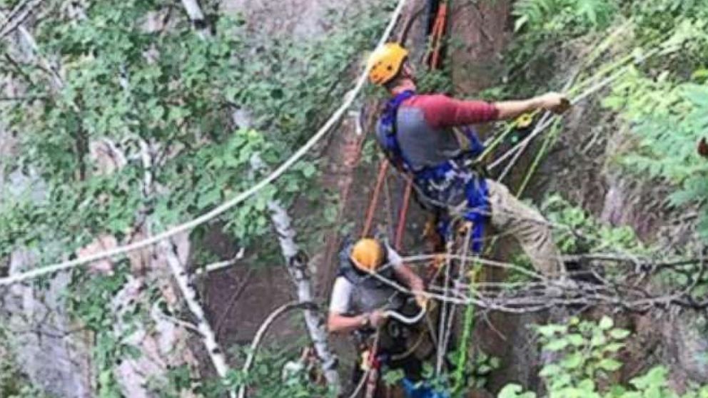 PHOTO: Rescuers attempted to free the 13-year-old rock climber with hammers, chisels, an extrication tool, and finally turned to liquid dish soap.