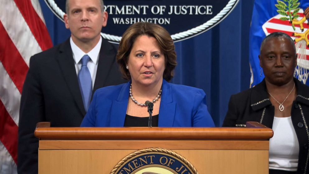PHOTO: United States Deputy Attorney General Lisa Monaco talks about the Justice Department's seizure of ransom money paid by Colonial Pipeline to hackers after a ransomware attack, June 7, 2021.