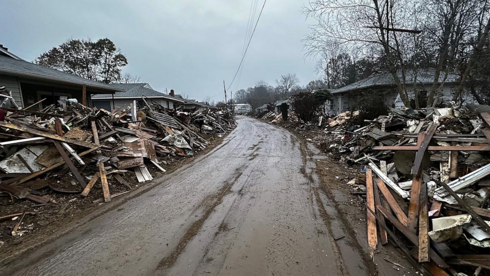 PHOTO: The aftermath of Hurricane Helene is seen in Liz Barker's neighborhood.