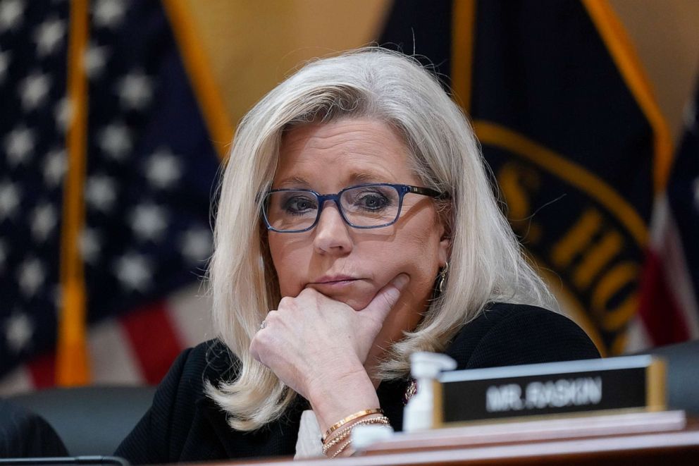 PHOTO: Vice Chair Liz Cheney listens as the House select committee investigating the Jan. 6 attack on the U.S. Capitol holds a hearing at the Capitol in Washington, D.C., July 12, 2022.