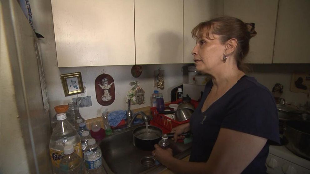 PHOTO: Lizbeth Vasquez Delgado, visiting Puerto Rico from New York City to care for her parents, said inspectors had not yet been to her parents' apartment building. She said no water or food had been brought to residents.