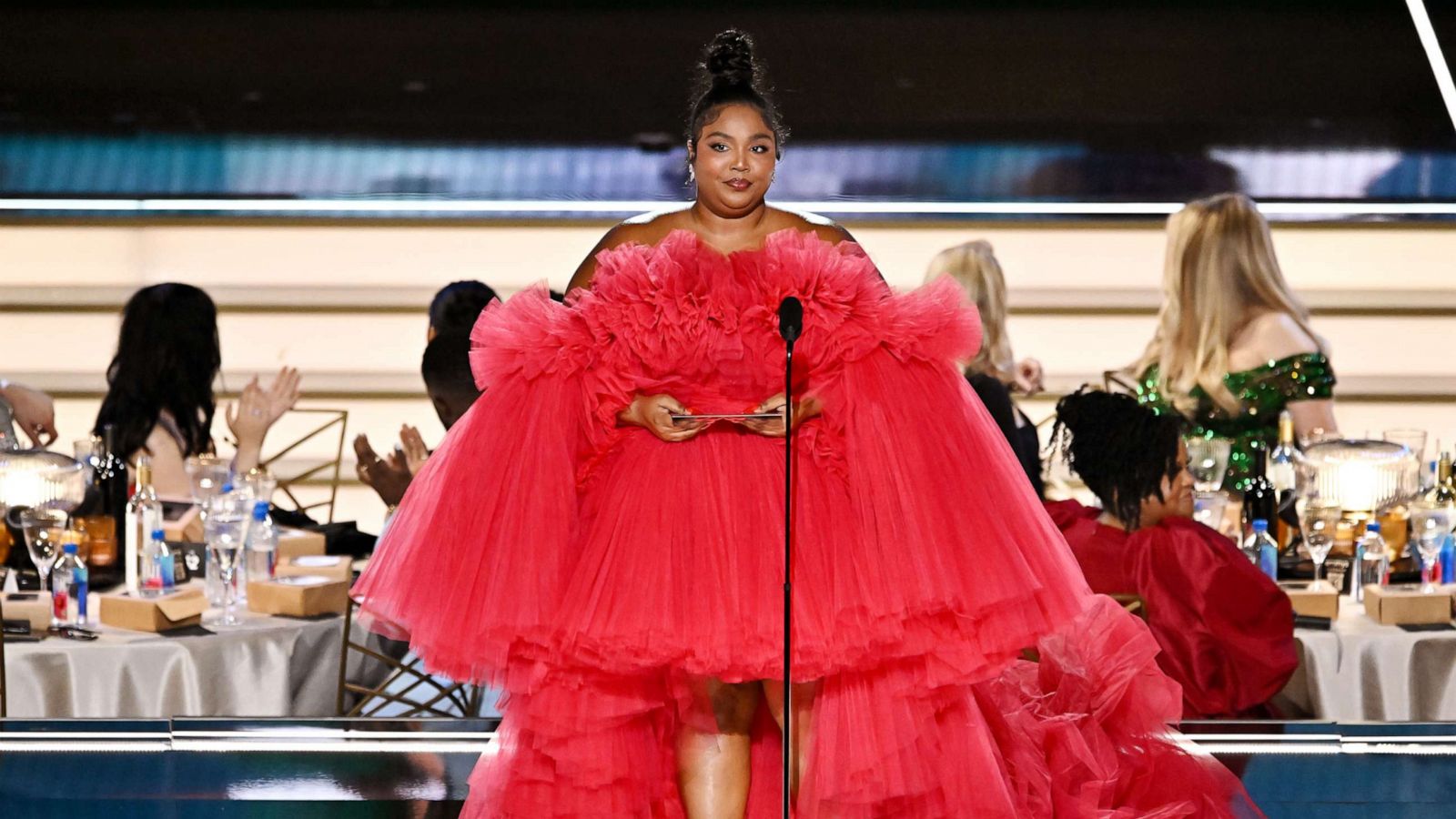 PHOTO: Lizzo presents the award for Outstanding Supporting Actor in a Comedy Series the 74th Primetime Emmy Awards held at Microsoft Theater, Sept. 12, 2022, in Los Angeles.