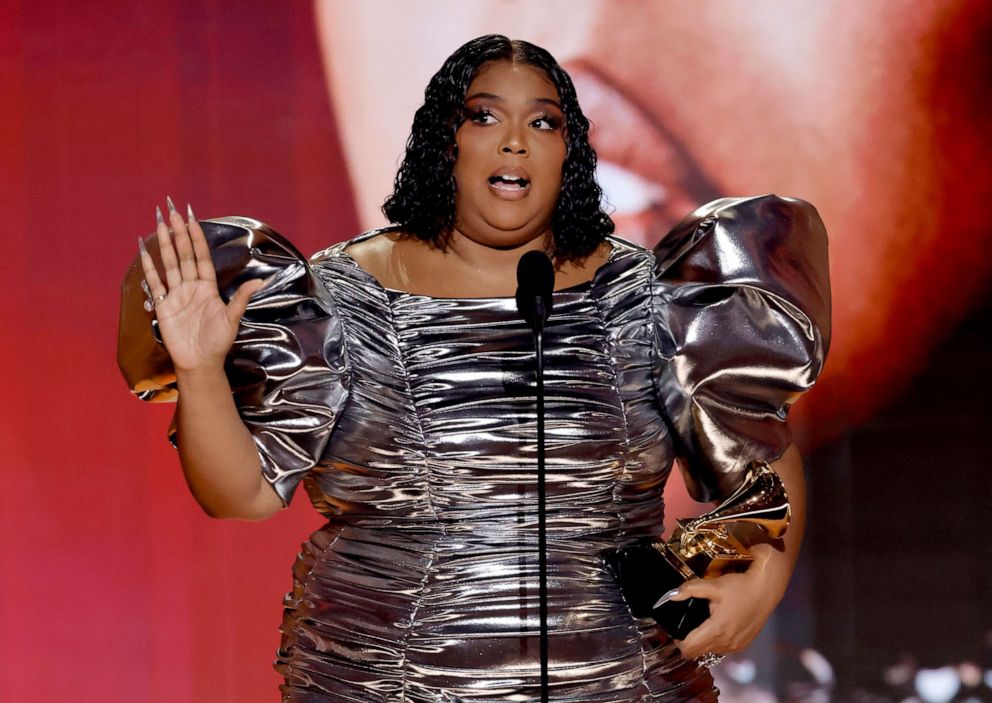 PHOTO: Lizzo accepts the Record Of The Year award for "About Damn Time" during the 65th GRAMMY Awards, Feb. 5, 2023, in Los Angeles.