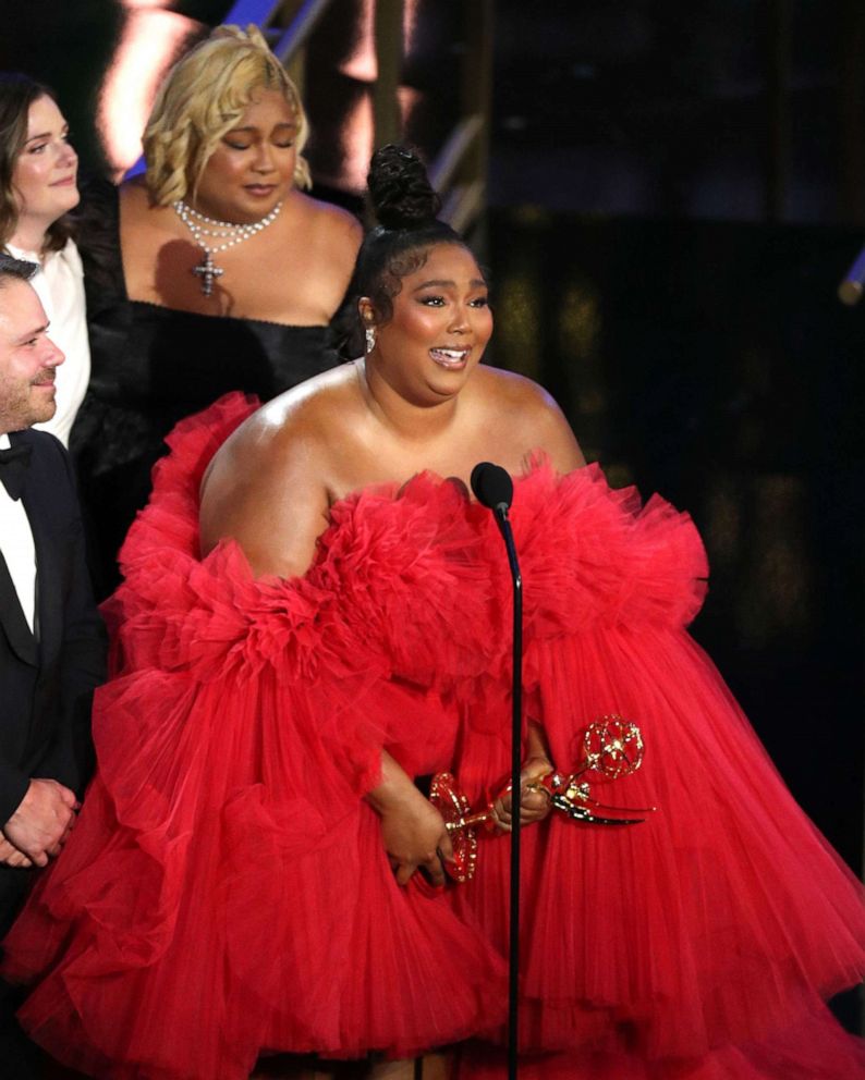 PHOTO: Lizzo accepts the Emmy for her show "Lizzo's Watch Out for the Big Grrrls," at the 
74th Primetime Emmy Awards, in Los Angeles, on Sept. 12, 2022.
