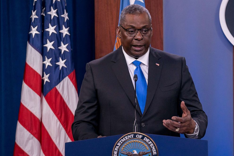 FILE PHOTO: U.S. Defense Secretary Lloyd Austin answers reporters questions at the Pentagon as the U.S. military nears the formal end of its mission in Afghanistan in Arlington, Virginia, U.S. July 21, 2021. 