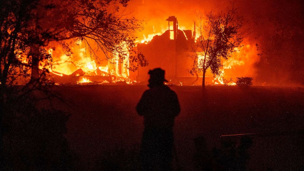 PHOTO: A home burns in Vacaville, Calif., during the LNU Lightning Complex fire on Aug. 19, 2020.