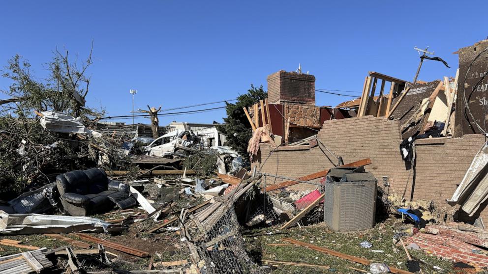 PHOTO: Destruction is shown after a tornado ripped through London, Kentucky, on May 16, 2025.