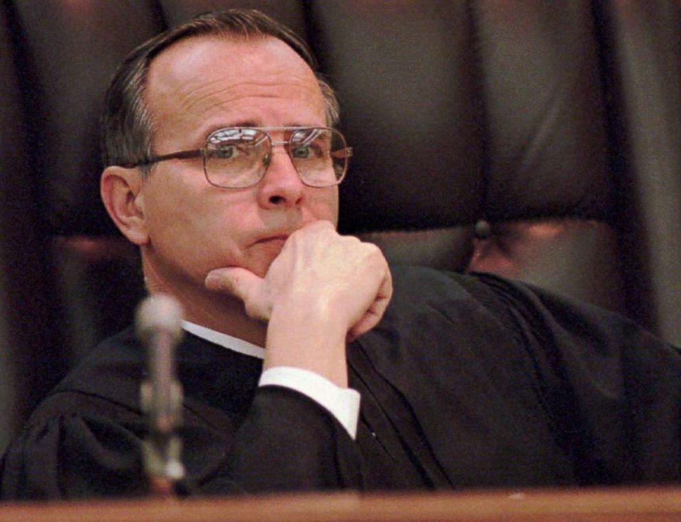 PHOTO: Judge Herman Whisenant listens to testimony during the second day of the malicious wounding of the Lorena Bobbitt trial in Manassas, VA, Jan. 11, 1994.