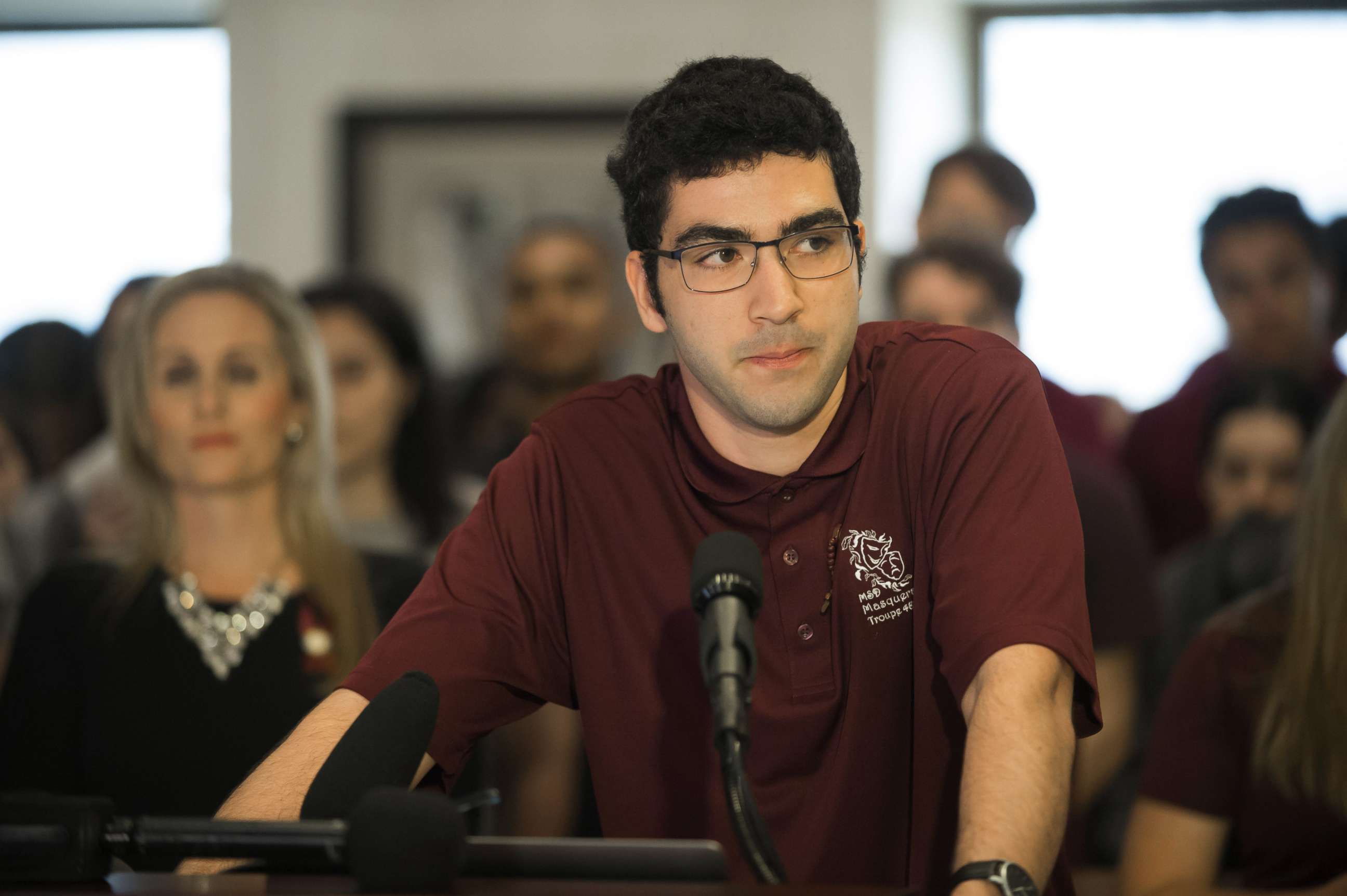 PHOTO: Marjory Stoneman Douglas High School student Lorenzo Prado speaks at a press conference in the Florida state Capitol in Tallahassee, February, 21, 2018. 