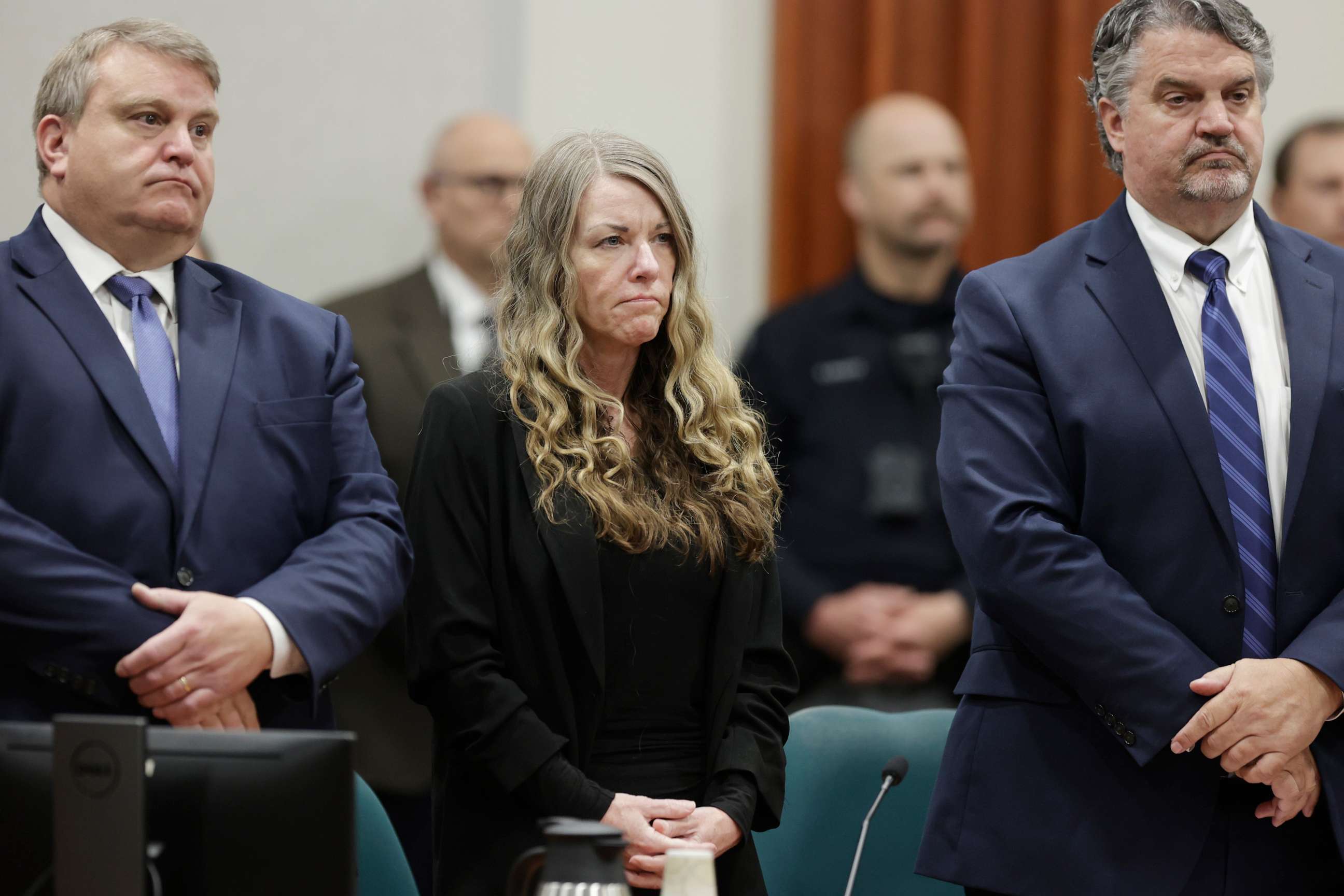 PHOTO: Lori Vallow Daybell stands and listens as the jury's verdict is read at the Ada County Courthouse in Boise, Idaho on Friday May 12, 2023. The Idaho jury convicted Daybell of murder in the deaths of her two youngest children.
