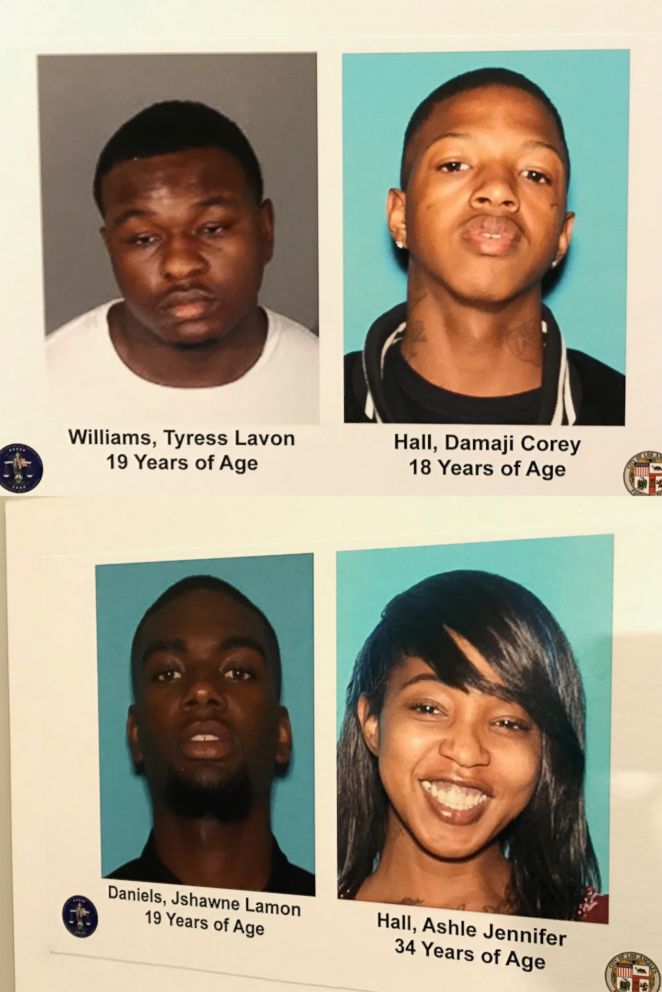 PHOTO: On Oct. 2, 2018, the LAPD announced that they have arrested four individuals allegedly connected to burglaries of celebrities and sports stars in the Los Angeles area. Pictured are Tyress Williams, Damaji Hall, Jshawne Daniels and Jennifer Hall.