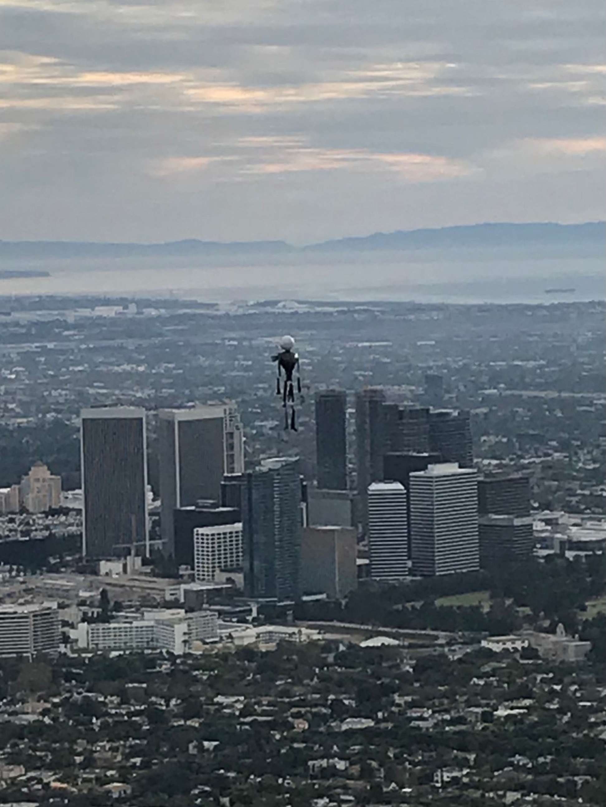 PHOTO: Picture taken by an LAPD helicopter crew of a balloon flying over Century City in Nov. 2020.