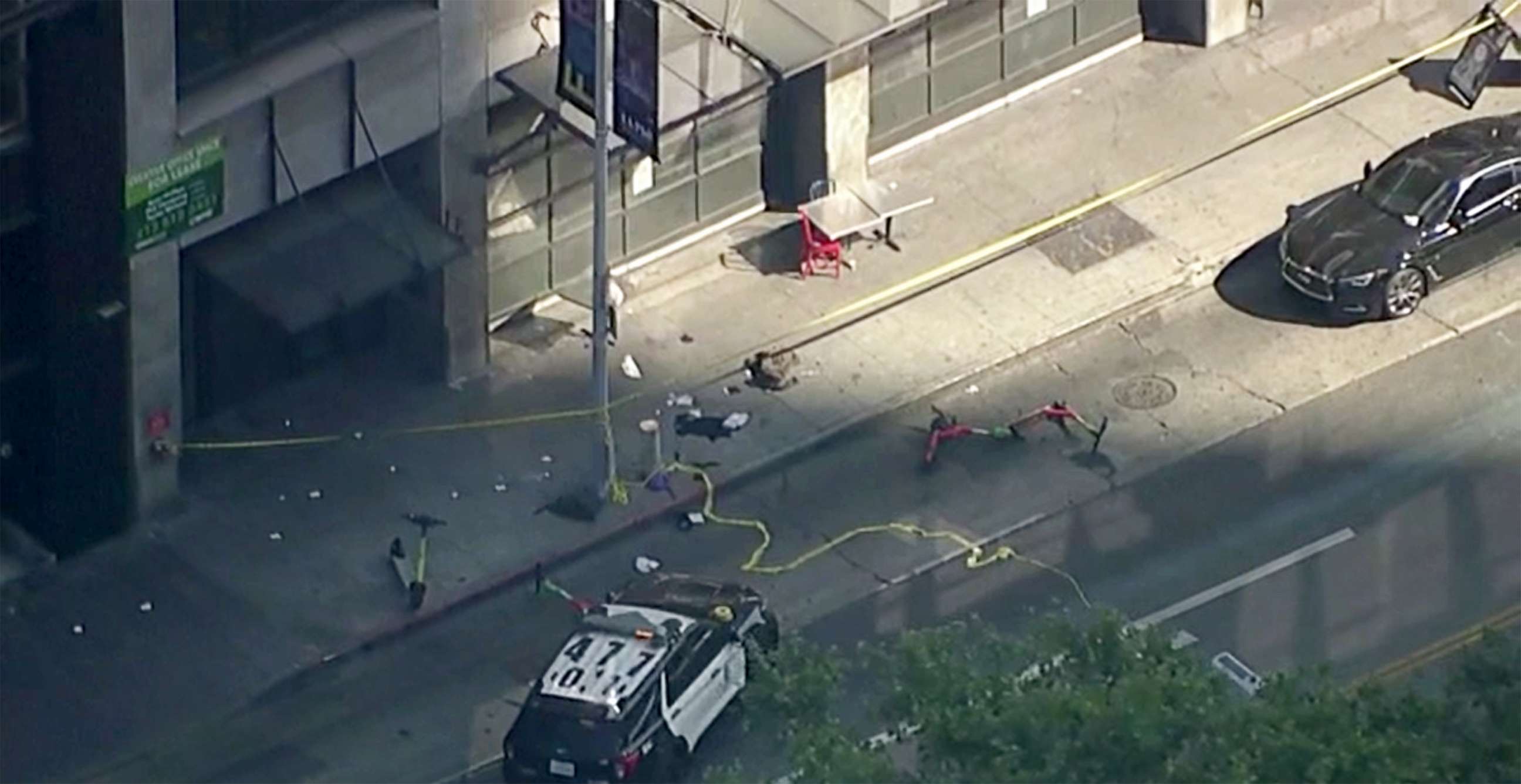 PHOTO: Police respond to the scene of a reported mass shooting at Grand Central Market in Los Angeles, May 15, 2022.