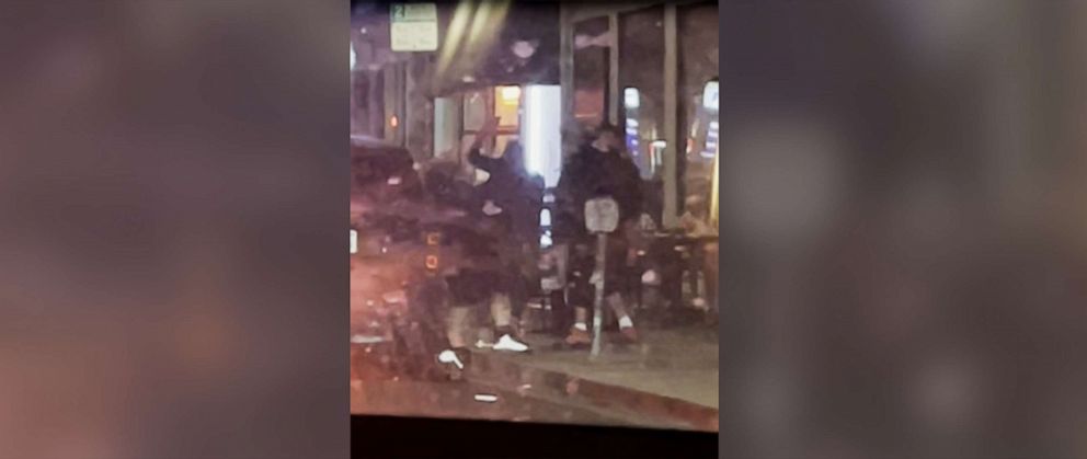 PHOTO: A video shows an assault outside a restaurant in Los Angeles on May 18, 2021.