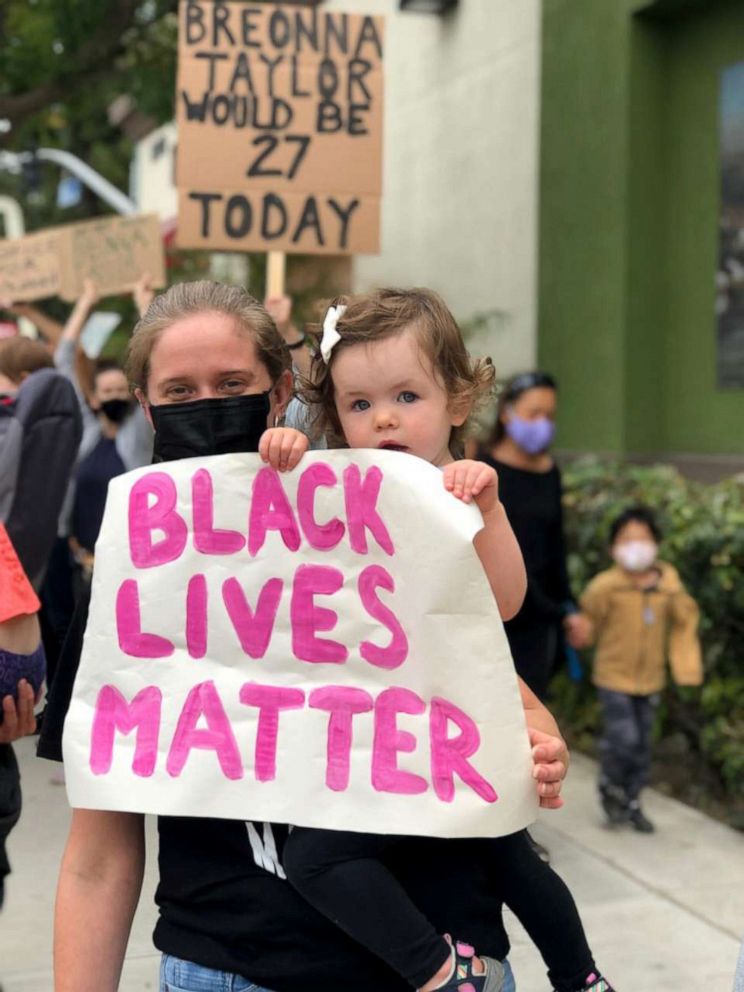 PHOTO: White People for Black Lives Matters at a protest in Los Angeles, California.