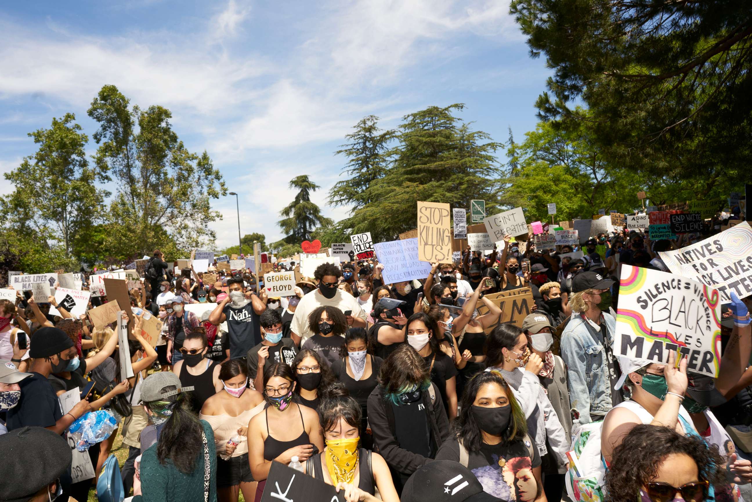 PHOTO: In this May 30, 2020, photo, protesters in Los Angeles are shown.
