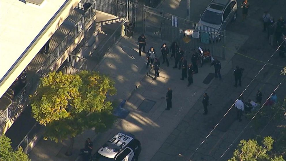 PHOTO: Two teenagers were shot and injured at Sal Castro Middle School in Los Angeles, Calif., Feb. 1, 2018.