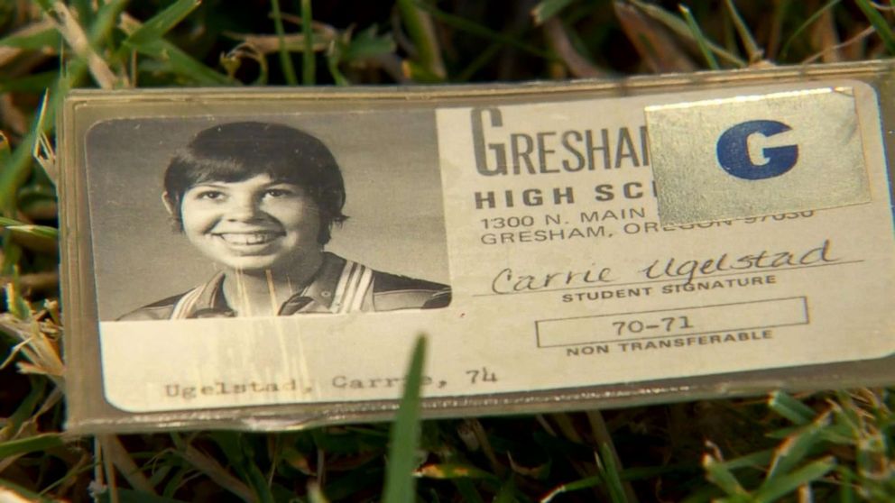 PHOTO: A wallet belonging to Carrie Henry that she lost in 1970 as a high school freshman, was recovered in rubble at Gresham High School in Gresham, Ore. in June.