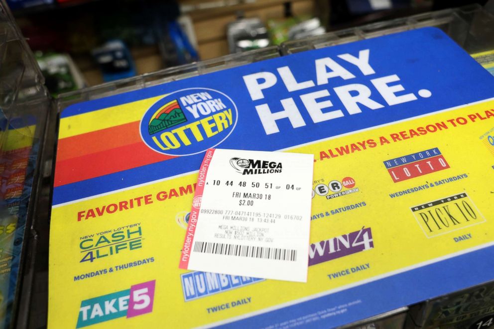 PHOTO: The Mega Millions lotto numbers is seen, March 30, 2018 in New York.